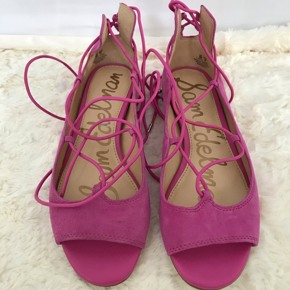 SAM EDELMAN BARBARA SUEDE FLATS HOT PINK 6